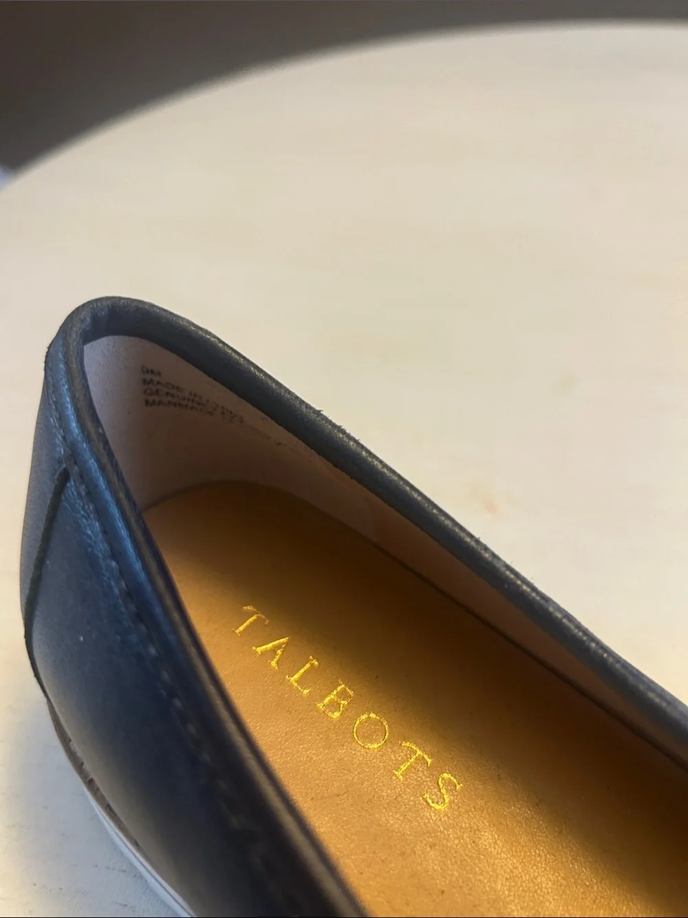 Navy blue slip-on loafers from Talbots.